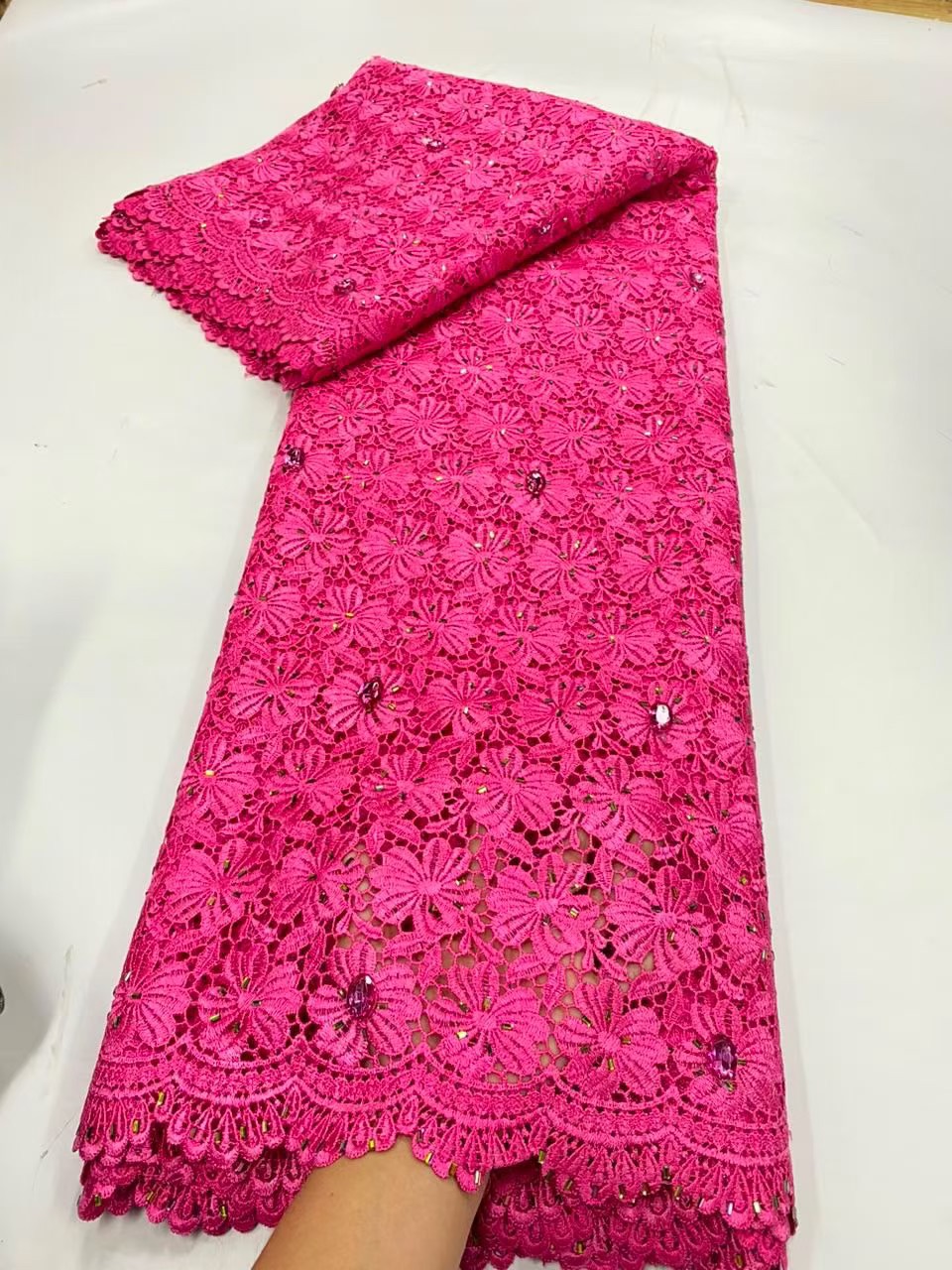 Embroidery Embellishments - Tissu en dentelle de tulle nigérian