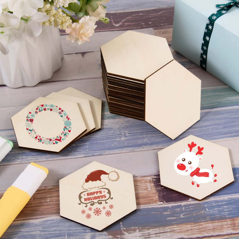 Embellish Craft - Disques hexagonaux en bois de 5